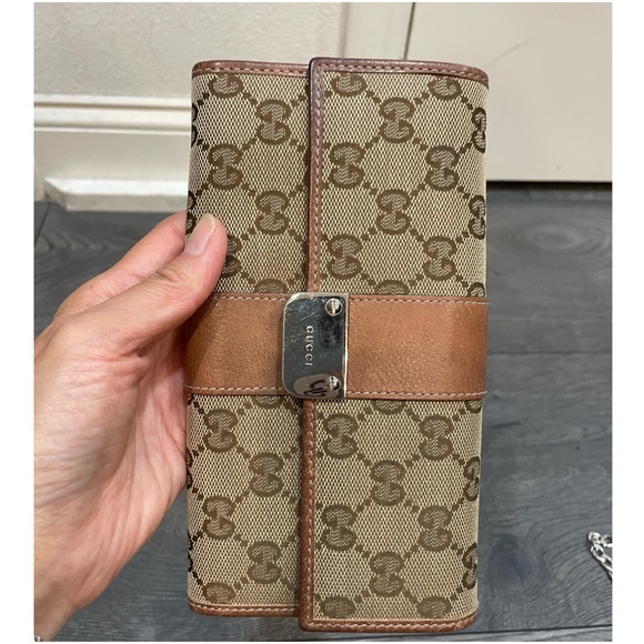 Authentic Gucci GG Canvas Long Wallet with chain - Picture 13 of 15
